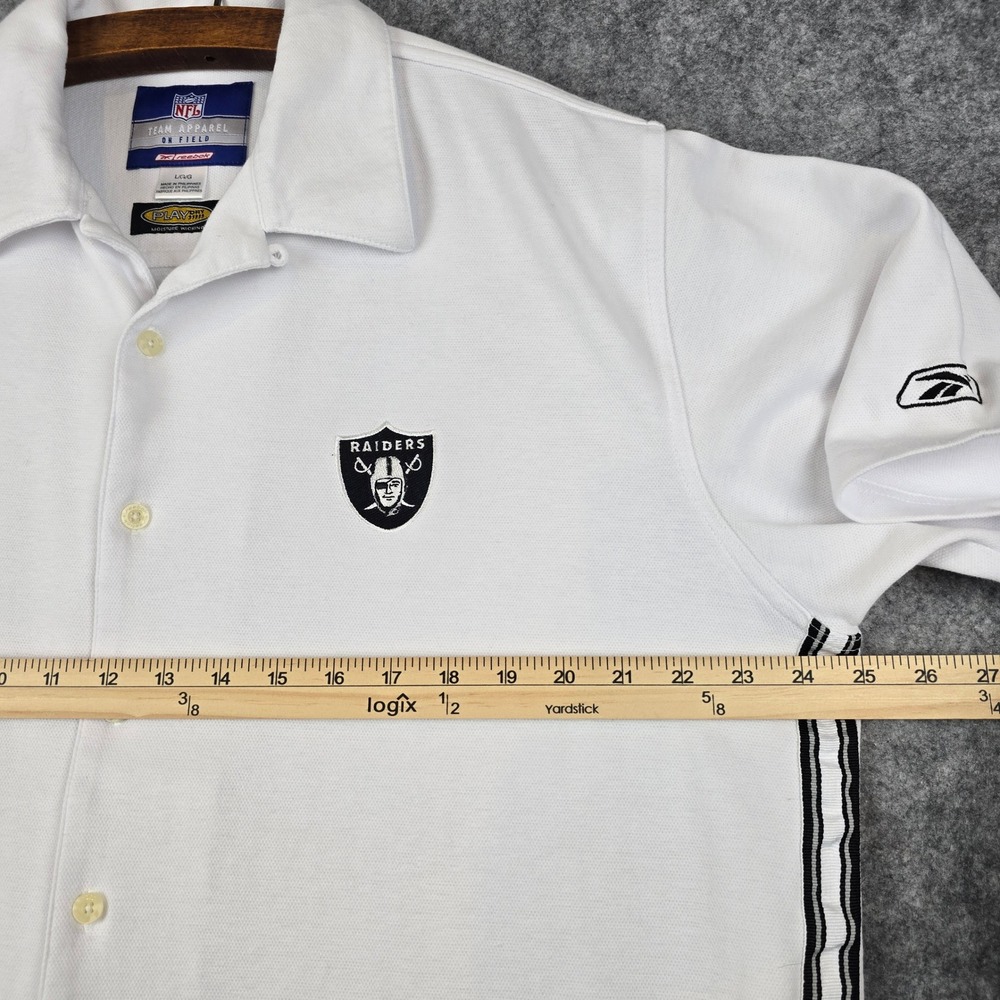 Reebok NFL Oakland Raiders White Button Down Shirt Mens Large PlayDry On Field - Picture 8 of 11
